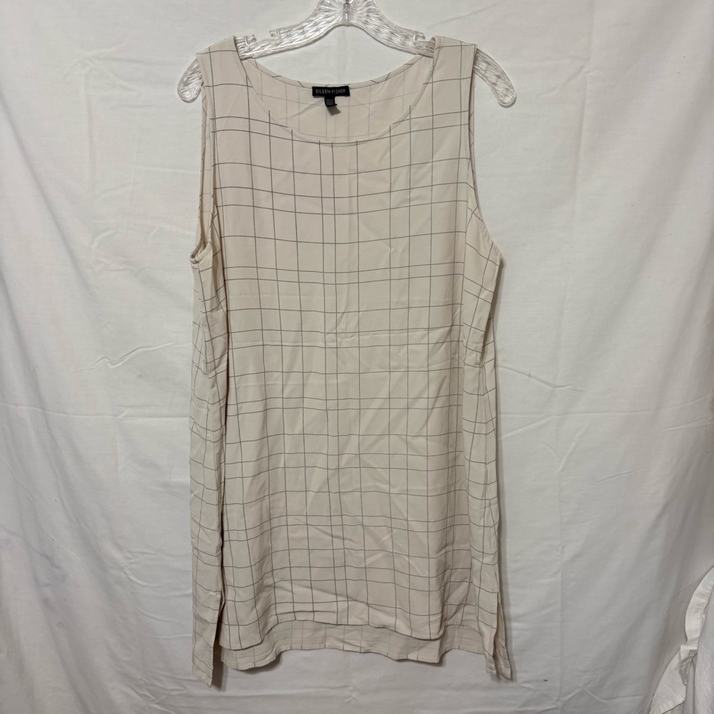 Eileen Fisher twill plaid bone dress.